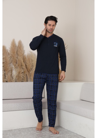 Sude Homewear Erkek Uzun Kol Pijama Takımı Lacivert