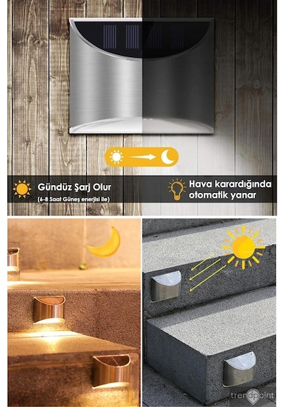 Technojet 2adet Solar Metal Tek Taraflı Aplik Duvar Lambası  Dekor