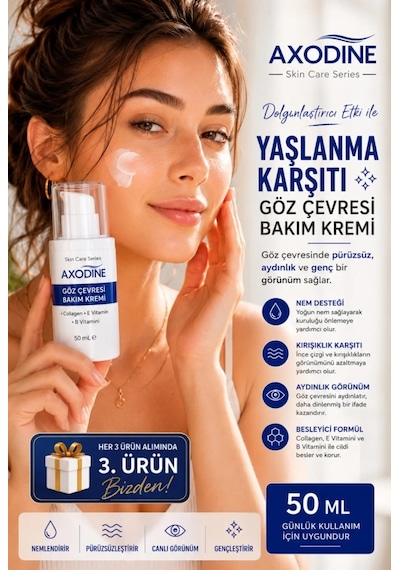 Axodine Kırışıklık Karşıtı Dolgunlaştırıcı ve Yaşlanma Karşıtı Göz Çevresi Bakım Kremi 50 ML