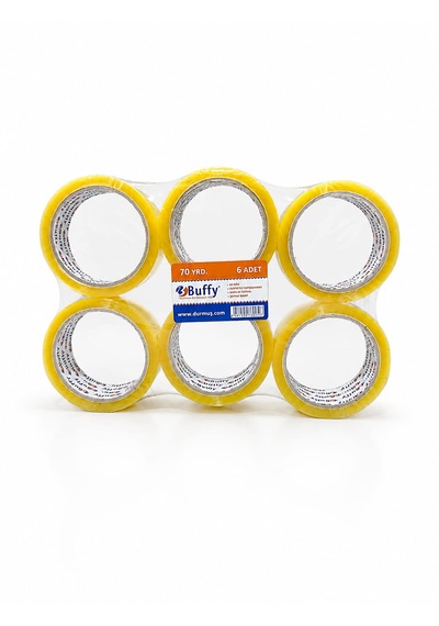 Buffy 6 Adet Koli Bandı 45 Mm X 100 Mt Şeffaf Güçlü Yapışkanlı Kopmayan Bant Bandı 6 Adet