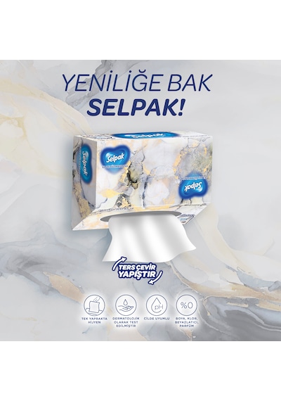 Selpak El ve Yüz Havlusu Kutulu Mermer Desen 10 x 80'li