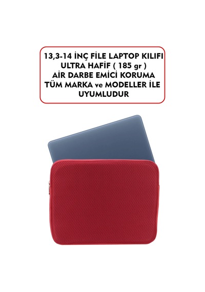 Macbook Air Pro 13 & 13.3-14 inç File Laptop Kılıfı 185 gr Tüm Marka ve Modeller İle Uyumludur Kırmızı