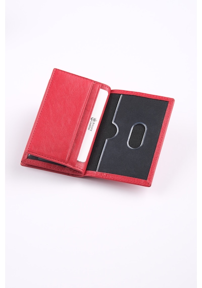 Ancora Leather Hakiki Deri Minimal Kartlık-26206 Kırmızı