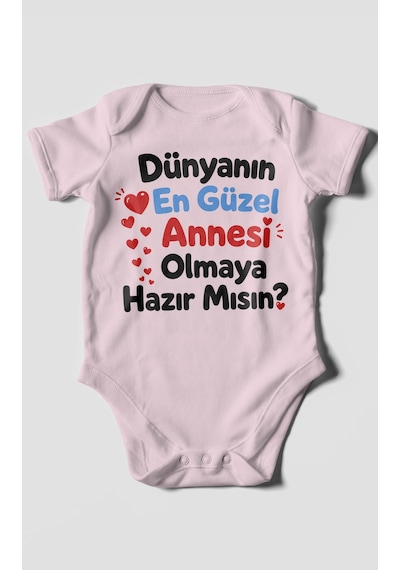 Morivokids Anneye Özel Kısa Kollu Bebek Body %100 Pamuk Zbn177-kk Bebe Pembe