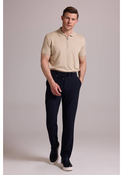 Erkek Lacivert Slim Fit Yan Cepli Jogger Pantolon