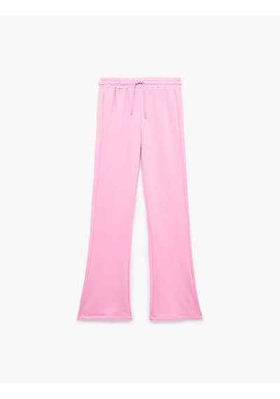 Koton Rahat Kalıp Beli Bağcıklı Triko Uzun Paça Pijama Altı Pembe 7wlk40292mk Gül