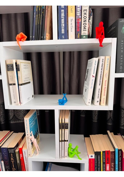 5'li Renkli İnsan Figür Biblo Seti Kitaplık Süsü Masaüstü Dekoratif Obje Kitaplık Aksesuarı 5 Adet