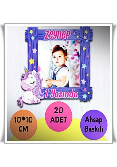 Bebek Çocuk Doğum Günü Resimli Ahşap Magnet 20 Adet A5