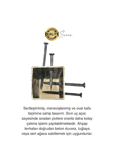 20 Adet 3x30 Kanallı Çelik Beton Çivisi 3 Cm Duvar Saat Ayna Resim Tablo Asmak Ahşap Metal Sivri Diğer