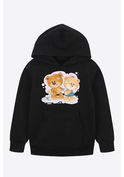 Fyk Kids Unisex Kapüşonlu Kanguru Cepli Sweatshirt Siyah