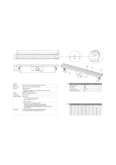 Paslanmaz Line Duş Kanalı / Izgarası 80 cm