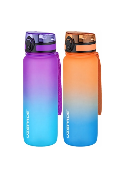 Uzspace 2'li Tritan Matara Seti 800 Ml Çift Renk Softtouch Ff Collection Tritan Su Matarası Mormavi-turuncumavi