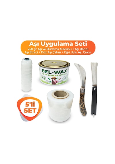 Zargana 5'li Ağaç Aşılama Seti Aşı Uygulama Seti Aşı Macunu, Aşı Bandı, Eğri Ve Düz Uçlu Aşı Çakısı