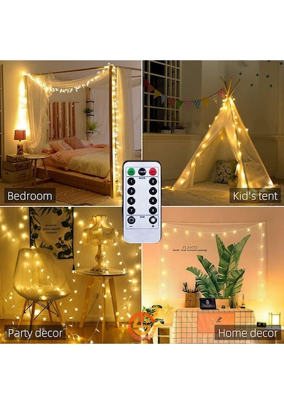 Technosmart 100 Yıldız Ledli 10mt. Kumandalı Usbli 8 Modlu Dekoratif Şerit Led Işık Yılbaşı Süsleme