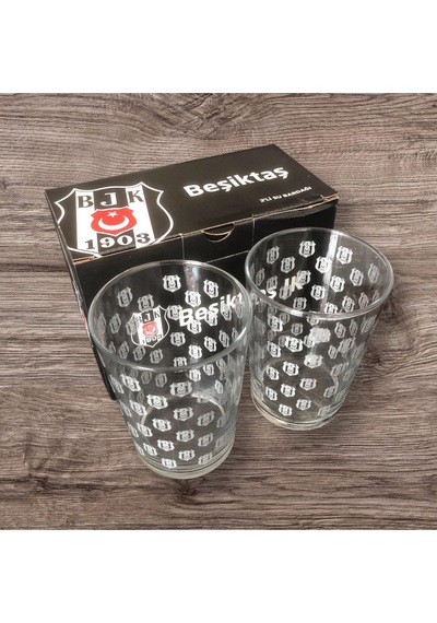 Beşiktaş Lisanslı Gümüş Bjk Amblemli 2'li Cam Su Bardağı 500 Ml