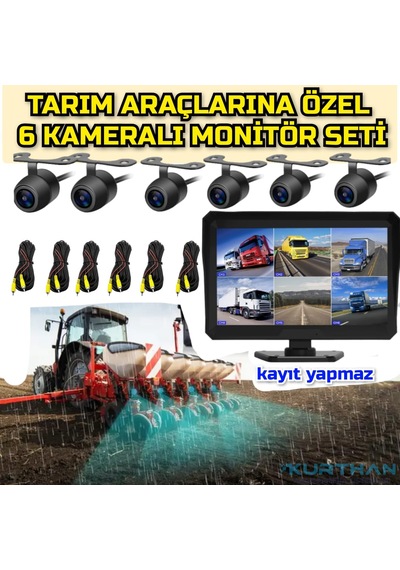 Tarım Araçları İçin 6 Kanallı Monitör Ve 6 Kamera Hazır Set