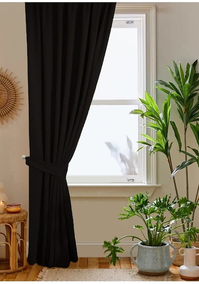 Home Color Home Siyah Petek Kadife Dokulu Fon Perde Düz Dikişli Ekstrafor Büzgü 1.sınıf Kalite Siyah