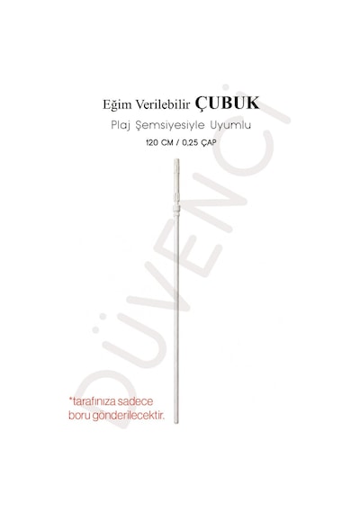 Eğim Verilen Çelik Şemsiye Borusu, Üst Boru 120 Cm Plaj Şemsiyesiyle Uyumlu Beyaz