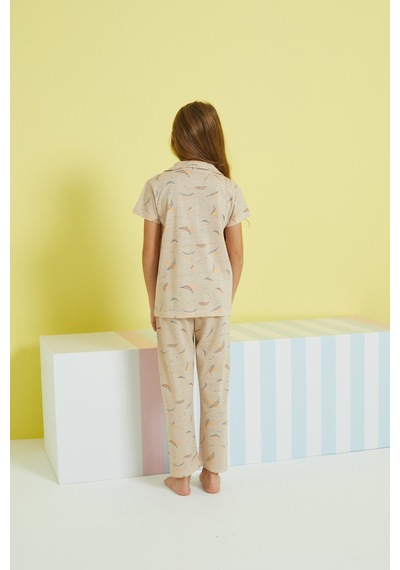 Siyah İnci Örme Düğmeli Pijama Takım 24108026 Çok Renkli
