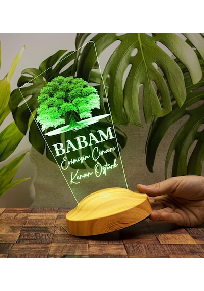 Babaya Hediye, Babalar Günü Hediyesi, Babama Hediye, Çınar Ağacı Figürlü Renkli Led Lamba Totem Şeklinde Çok Renkli