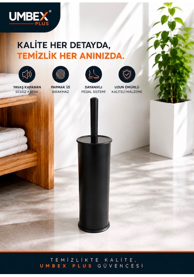 Siyah Wc Fırçası Siyah Tuvalet Fırcası Krom Kaplama
