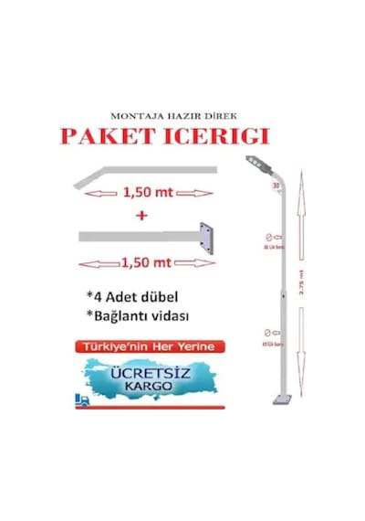Aydınlatma Direği Led Projektör Için Solar Sokak Aydınlatma