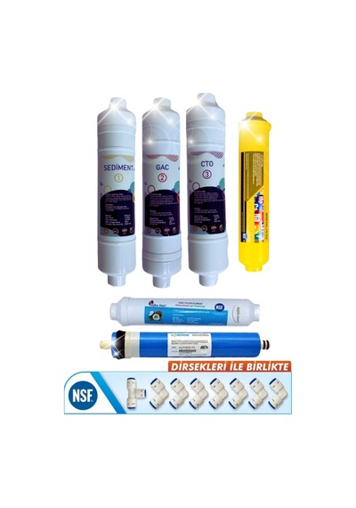 Kapalı Kasa 12 Inç Su Arıtma Cihazı Filtresi 6 Aşamalı 80 Gpd King Membranlı Inline Seti