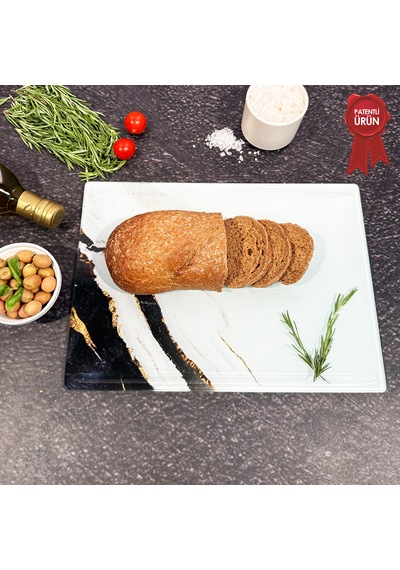 Kanallı Cam Kesme Tahtası - Golden Blast - 25x35cm