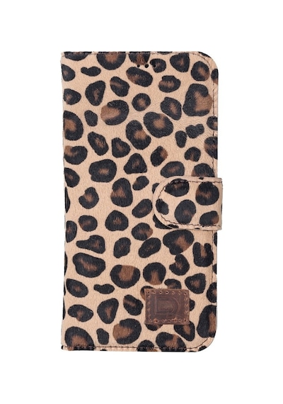 Apple Uyumlu iPhone 13 Pro Deri Cüzdanlı Kılıf Leopar Desen