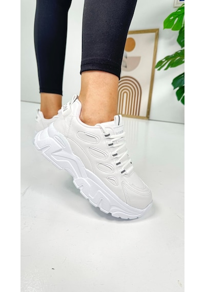 Günlük Kadın Sneaker Bağcıklı Yüksek Kalın Tabanlı Oval Burunlu Rahat Hafif Spor Ayakkabı 1001 Beyaz Günlük Kadın Sneaker Bağcıklı Yüksek Kalın Tabanlı Oval Burunlu Rahat Hafif Spor Ayakkabı 1001 Beyaz