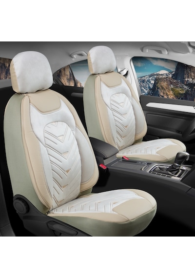 Opel Mokka X Oto Koltuk Kılıfı 5'li Set Lüks Deri, Kadife Detaylı Prosev Model Bej