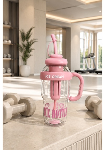 Ice Bottle Pipetli Suluk Matara 1300 Ml Pembe