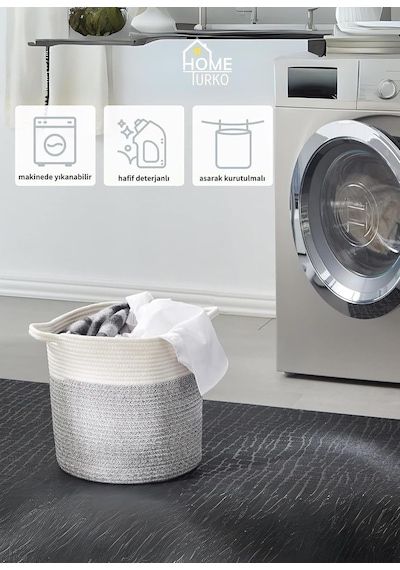 Ayrex Jüt Hasır 3'lü Sepet Takımı Düzenleyici Banyo Sepeti Kirli Sepeti Organizer Çamaşır Saksı Çiçeklik Kı Diğer