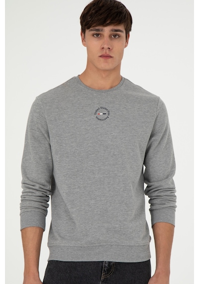 U.S. Polo Assn. Erkek Regular Fit Bisiklet Yaka Gri Melanj Sweatshirt 50293436-VR086