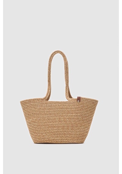 Shule Bags Dorena Handmade Hasır Omuz Çantası Vizon Vizon