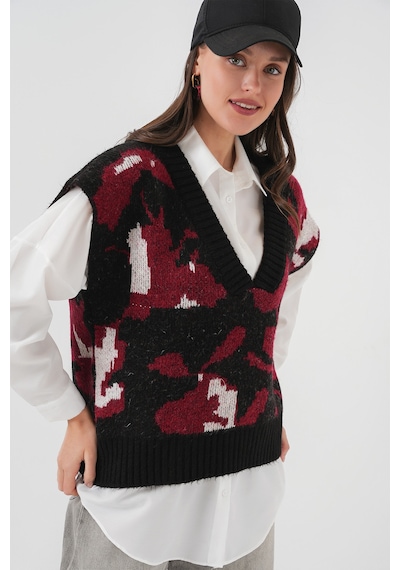 Bigdart 15923 Kadın Oversize Triko Süveter - Siyah