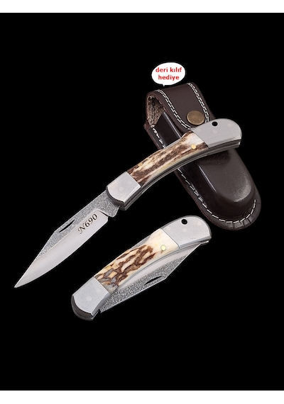 N690 Böhler Çelik Balçıklı Doğal Geyik Boynuzu Kamp Çakı-kolleksiyon Ve Outdoor Kullanım İçin Beyaz