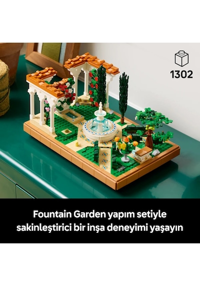 LEGO® Icons Fıskiyeli Bahçe 10359 - Yetişkinler için Dekoratif Bahçe Modeli Yapım Seti (1302 Parça)