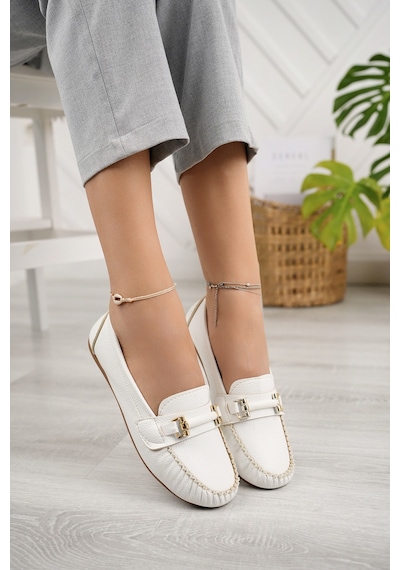 Khayt Daisy Casual Günlük Kadın Babet Ayakkabı Beyaz