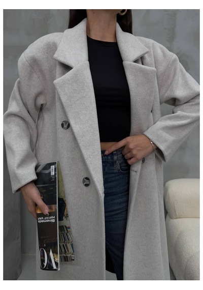Pure Elegance Uzun Kaban Acık Gri Açık Gri