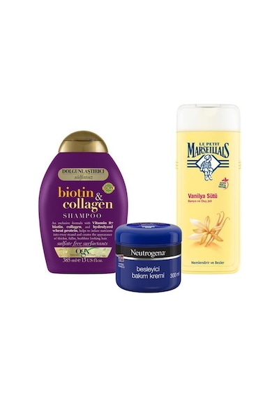 OGX Dolgunlaştırıcı Biotin Sülfatsız Şampuan 385ml+Neutrogena Bakım Kremi 300 ML+Duj jeli 400 ML