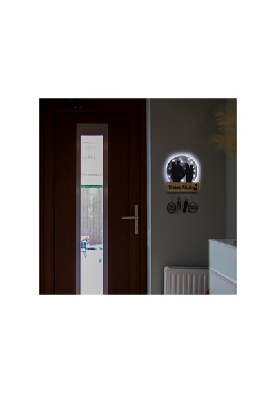 Işıklı Pleksi Dolunay Kişiselleştirilebilir Dekoratif Biblo Family 4 Kişilik Aile Anahtar Askılığı Gri - 740034972