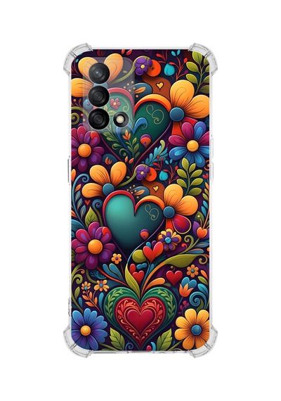 Printify Oppo A74 İle Uyumlu Düşlerin Dansı Serisi Çiçeklerin Dansı Tasarımlı Uv Baskılı Köşe Korumalı Antişok Kılıf Şeffaf