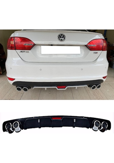 Vw Jetta Mk6 Siyah Difüzör 4 Krom Egzoz Görünümlü Difizör Arka Ek Body Kit 2010-2014