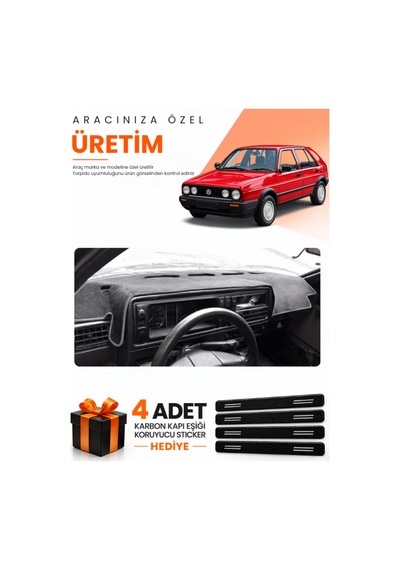 Volkswagen Golf 2 1983-1992 Uyumlu Torpido Koruma Örtüsü Oto Kılıfı - Siyah Gri
