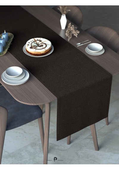 Br Perle Perle Home Keten Dokulu Runner Antrasit Renk Dekoratif Şık Runner Örtü