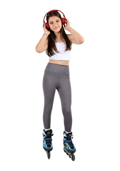 Erdem Kıds Kız Çocuk Yüksek Bel, Koşu, Yürüyüş, Casual, Spor, Atletik, Egzersiz, Fittness Tayt Antrasit Antrasit