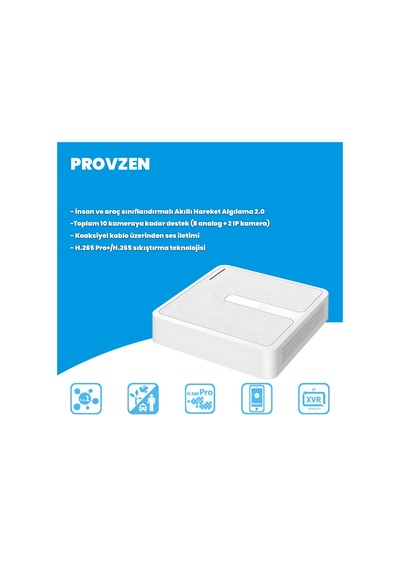 Provzen Hilook 5 Kameralı Full Hd Colorvu Mikrofonlu Güvenlik Kamerası Olay Anında Bildirim