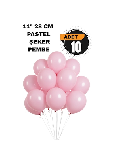 Pastel Balon 11 İnc 28 Cm Doğum Günü Parti Malzemeleri 10 Adet Pembe