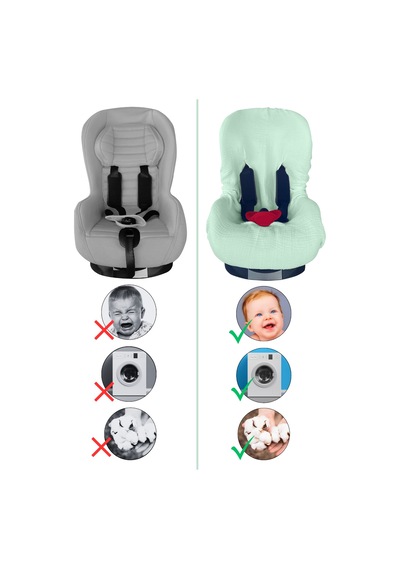 4katlı Müslin Bebek Oto Koltuk Kılıfı Lastikli %100pamuk Mint